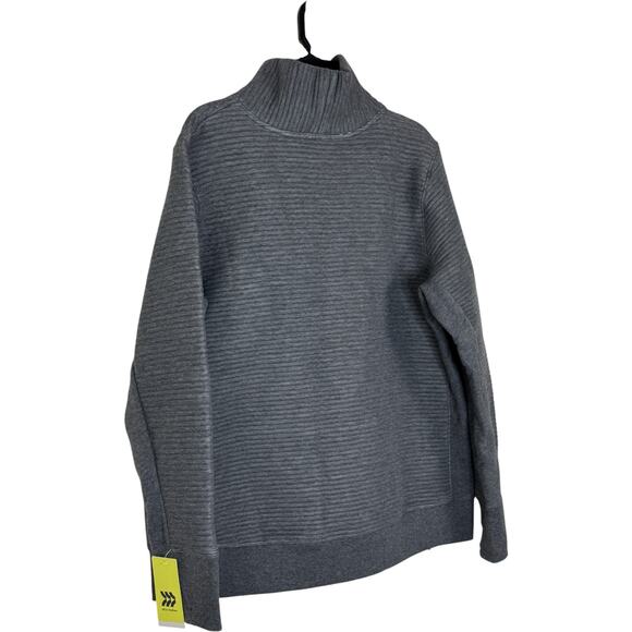 All in Motion Gray Funnel Neck Pullover Sweatshirt XXL Ribbed Stretch Knit NWT - Picture 7 of 14